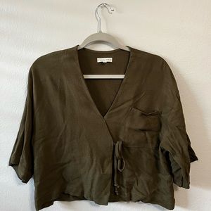 COPY - Whimsy + Row olive green wrap top, XS